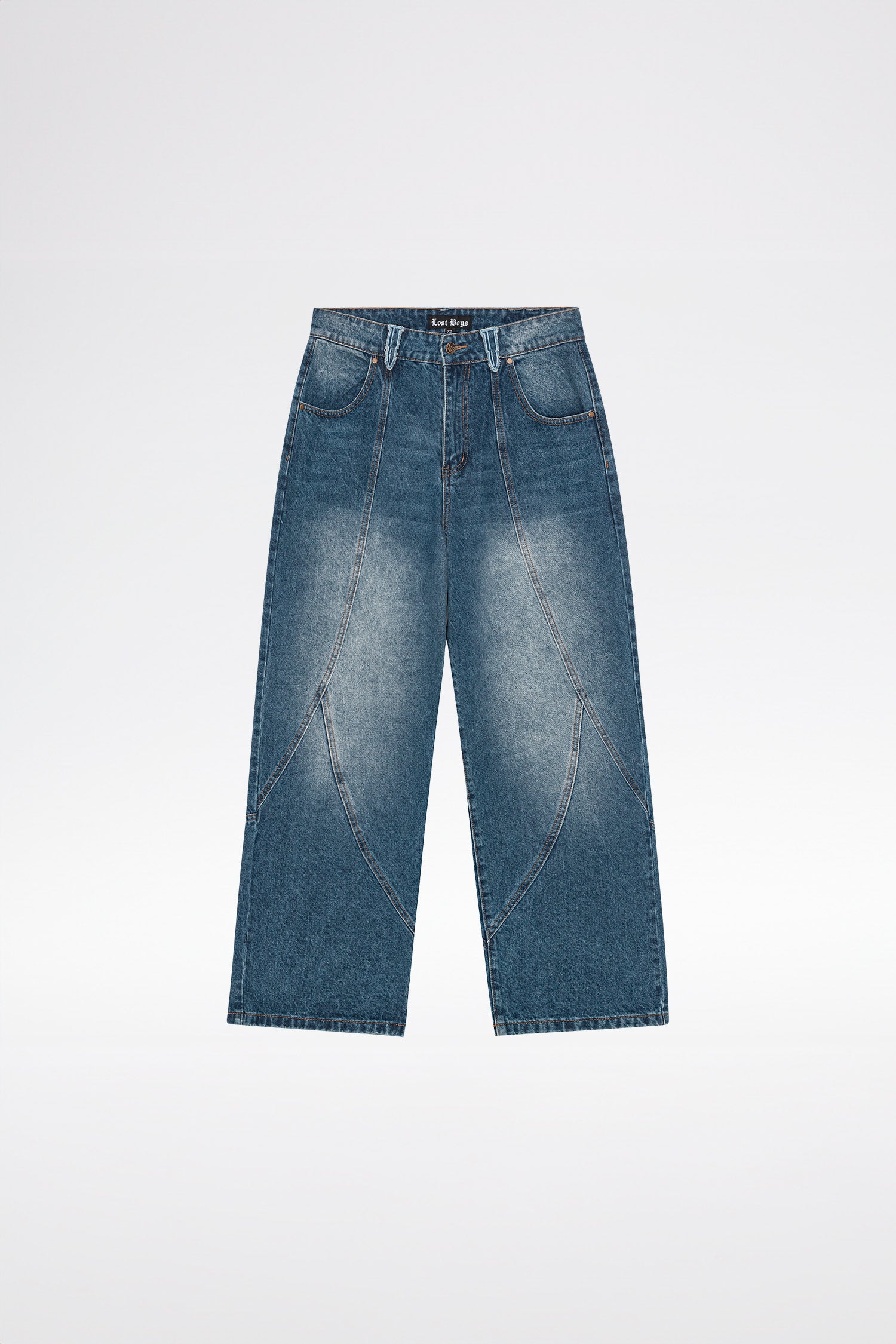 LOST BOYS OUTERSEAM LOGO JEANS Jeans Stonewashed Indigo Blue